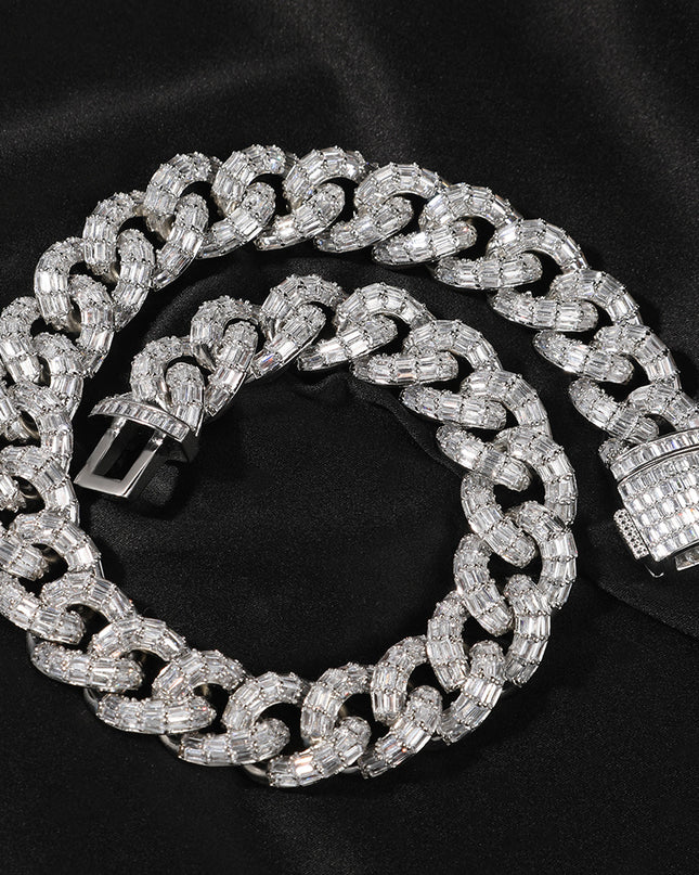 Mens Fashion Personalized Square Zirconium Cuban Bracelet Necklace