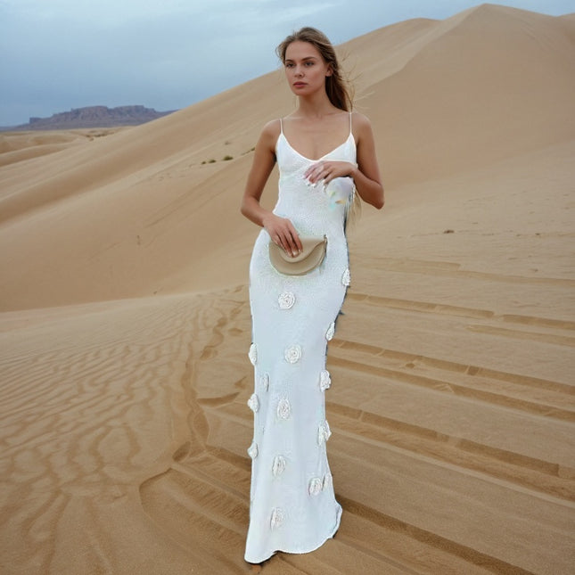 Womens Long Knitted Slip Dress