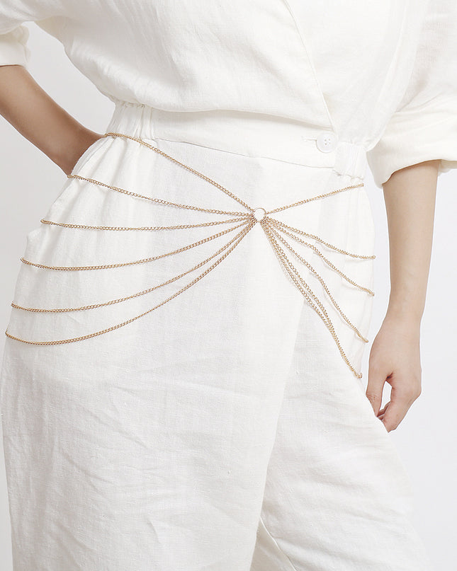 Metal geometric waist chain