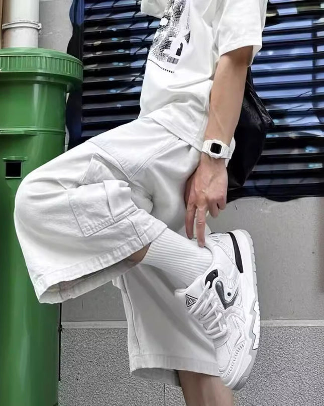 All-matching Loose Straight Cargo Cropped Pants Casual Pants Trendy