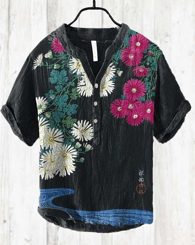 Summer Men's Shirts National Trendy Style Three Breasted