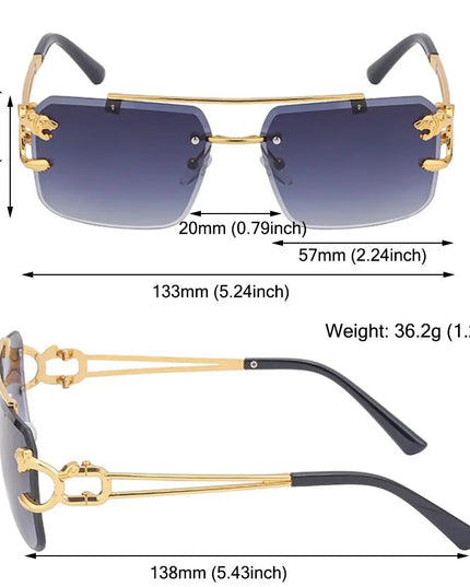 Fashion Retro Cheetah Decoration Sunglasses for Women Men Metal Steampunk Sun Glasses Summer UV400 Shades Trendy Rimless Eyewear