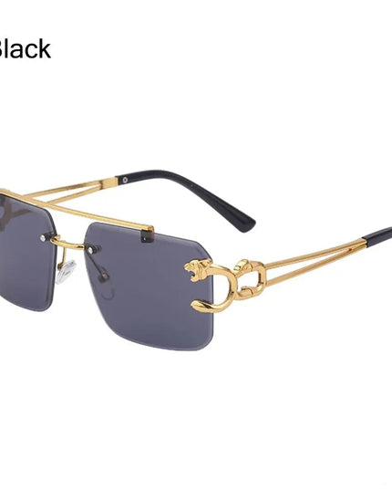 Fashion Retro Cheetah Decoration Sunglasses for Women Men Metal Steampunk Sun Glasses Summer UV400 Shades Trendy Rimless Eyewear