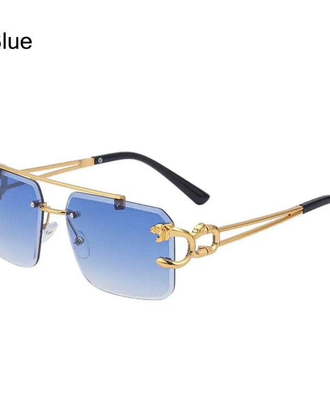 Fashion Retro Cheetah Decoration Sunglasses for Women Men Metal Steampunk Sun Glasses Summer UV400 Shades Trendy Rimless Eyewear