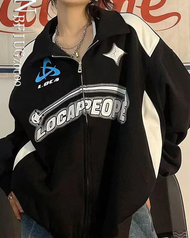 Korean Streetwear Green Hoodie for Women