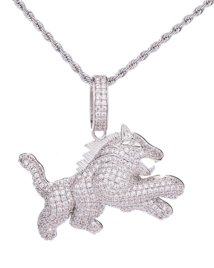 Hip Hop Full Zircon Mens Necklace Leopard Pendant