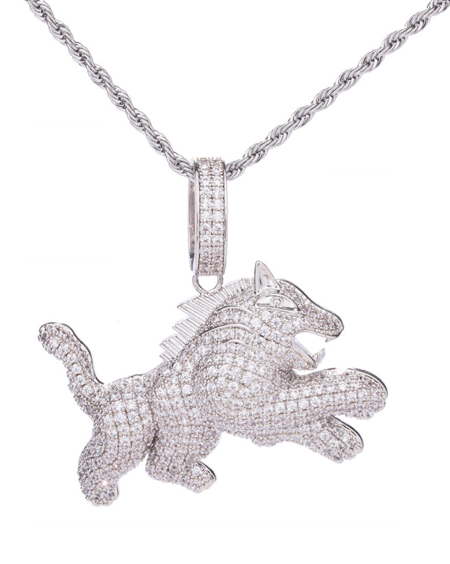 Hip Hop Full Zircon Mens Necklace Leopard Pendant