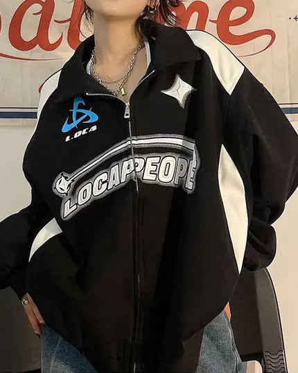 Korean Streetwear Green Hoodie for Women