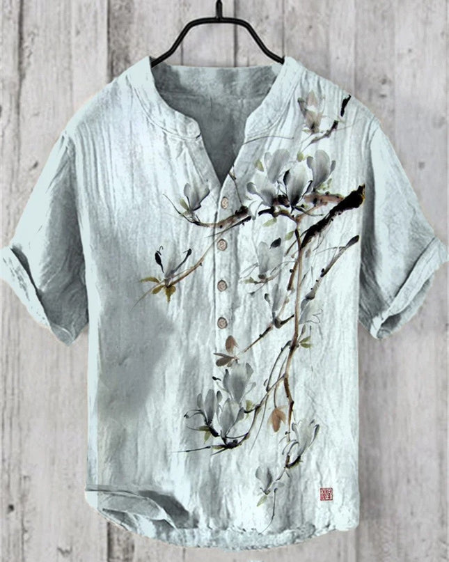 Summer Men's Shirts National Trendy Style Three Breasted