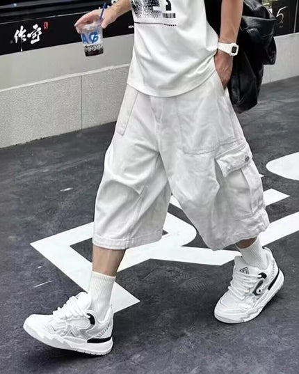 All-matching Loose Straight Cargo Cropped Pants Casual Pants Trendy