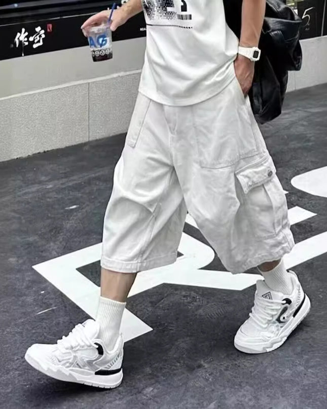 All-matching Loose Straight Cargo Cropped Pants Casual Pants Trendy