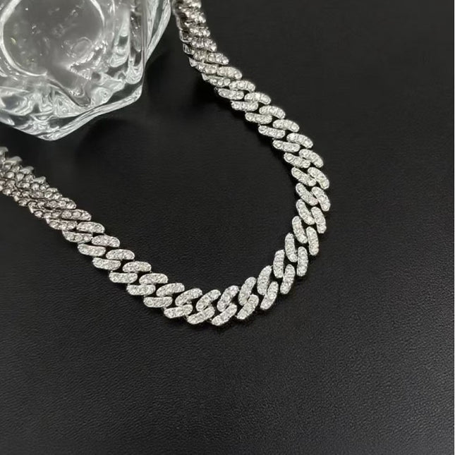 Rhinestone Alloy Cuban Chain Mens Hip-hop Style
