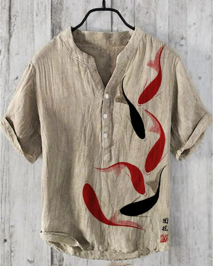 Summer Men's Shirts National Trendy Style Three Breasted