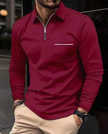 Autumn Polo Shirt Zipper Men'S Long Sleeve Polo Shirt