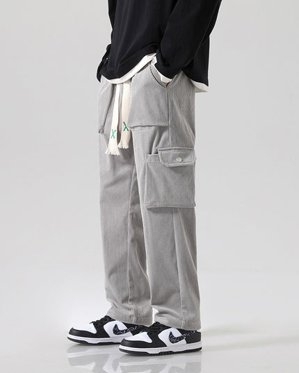 Men's Loose All-matching Corduroy Multi-pocket Straight Cargo Pants