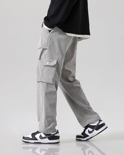Men's Loose All-matching Corduroy Multi-pocket Straight Cargo Pants