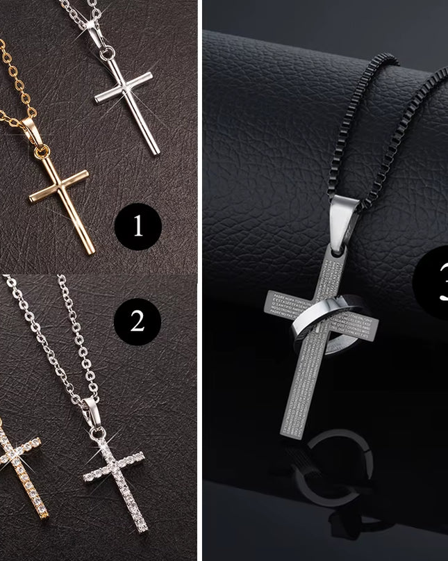 Fashion Female Cross Pendants Dropshipping Gold Black Color Stainless Steel Jesus Cross Pendant Necklace Jewelry for Men/Women