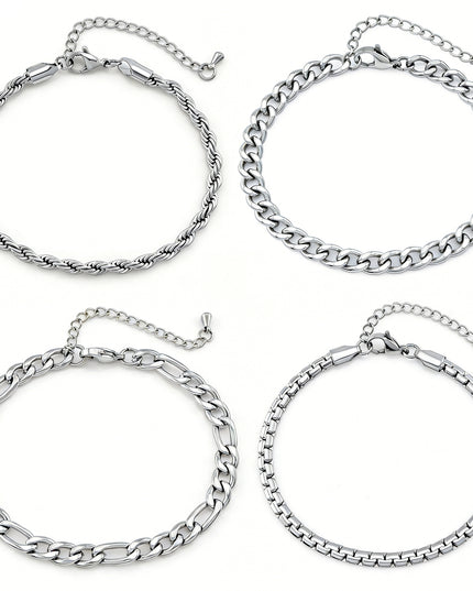 Retro Artistic Trendy Mens Minimalist Titanium Steel Bracelet