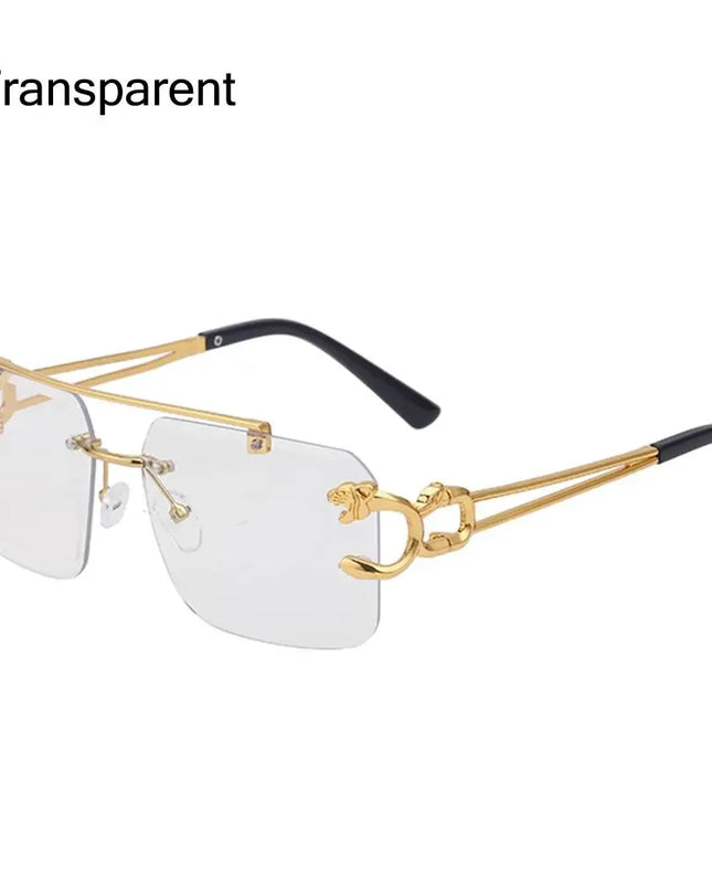 Fashion Retro Cheetah Decoration Sunglasses for Women Men Metal Steampunk Sun Glasses Summer UV400 Shades Trendy Rimless Eyewear