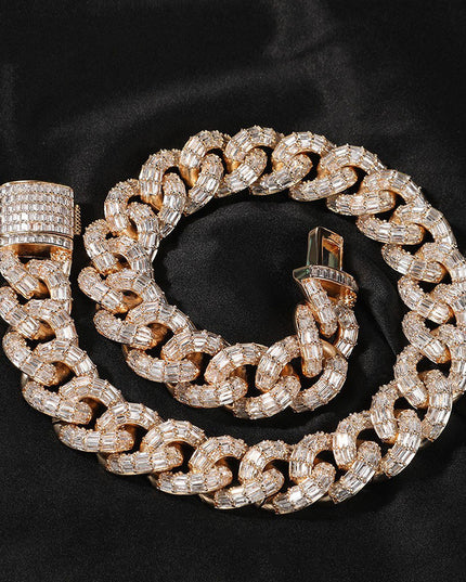 Mens Fashion Personalized Square Zirconium Cuban Bracelet Necklace