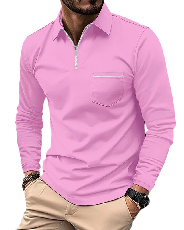 Autumn Polo Shirt Zipper Men'S Long Sleeve Polo Shirt