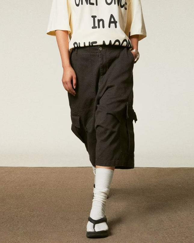 All-matching Loose Straight Cargo Cropped Pants Casual Pants Trendy