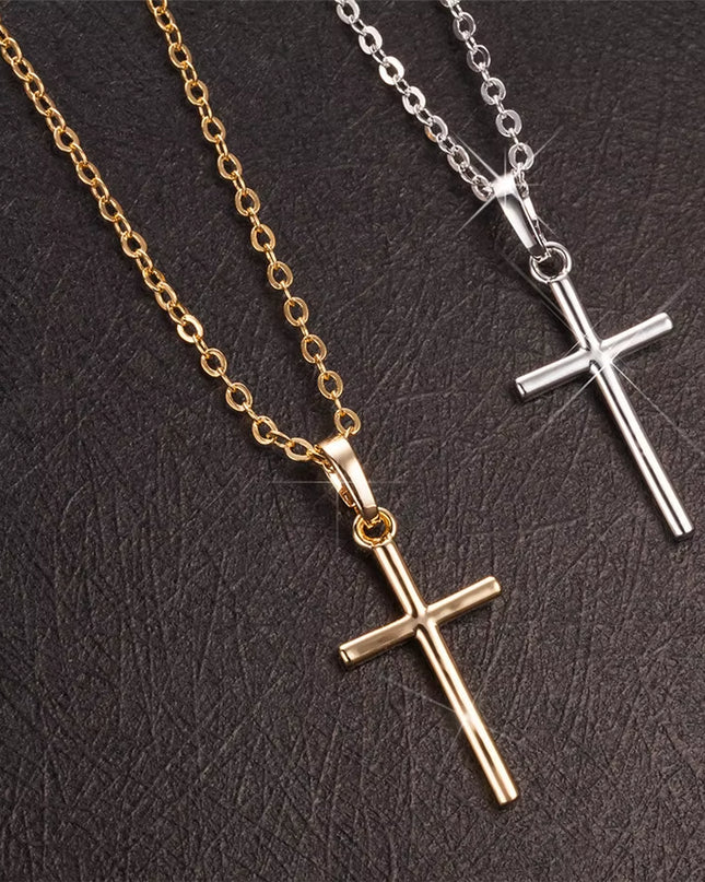 Fashion Female Cross Pendants Dropshipping Gold Black Color Stainless Steel Jesus Cross Pendant Necklace Jewelry for Men/Women